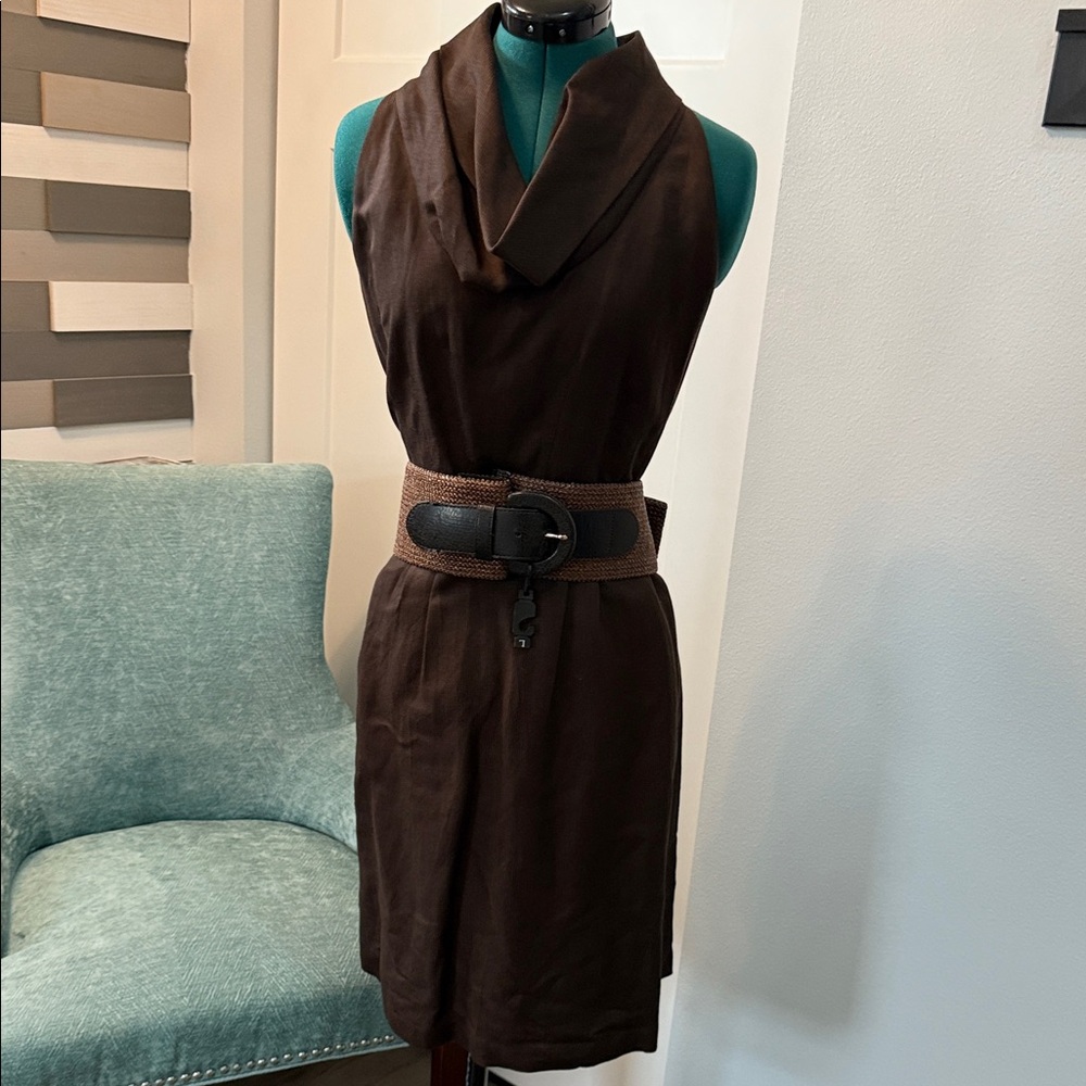 The Limited Dark Brown Cowl Neck Mini Dress